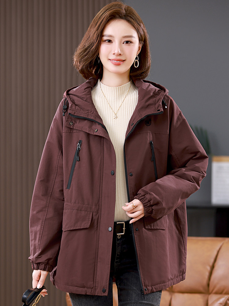 2025年冬季时尚潮流中长款休闲加绒加厚派克服,女装派克服,天丽