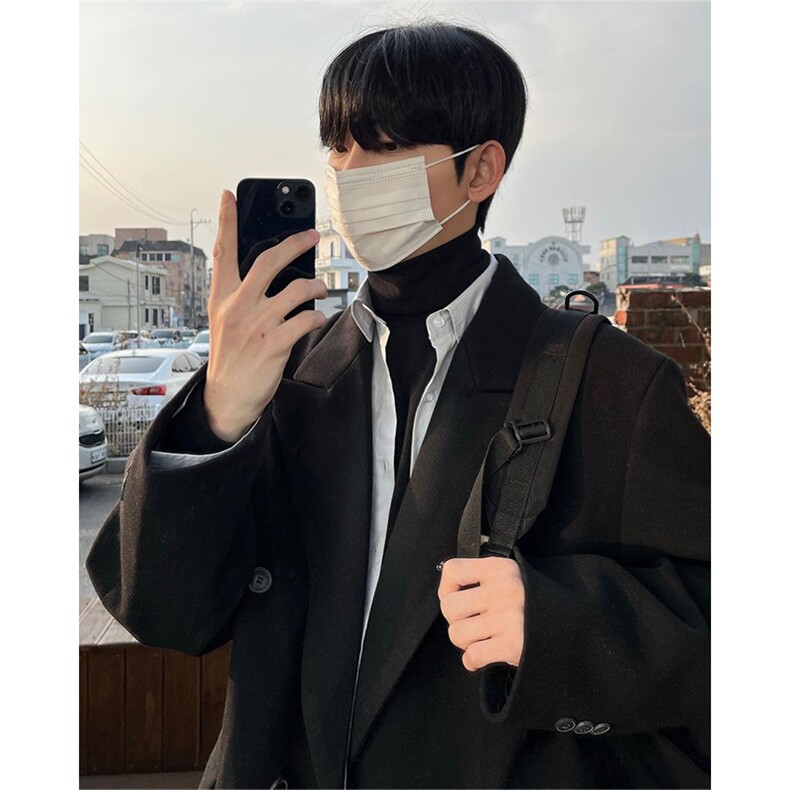 现货~美式cleanfit男士中长款过膝毛呢大衣外套Y985-P115加棉125,男装毛呢大衣,星座1004-3