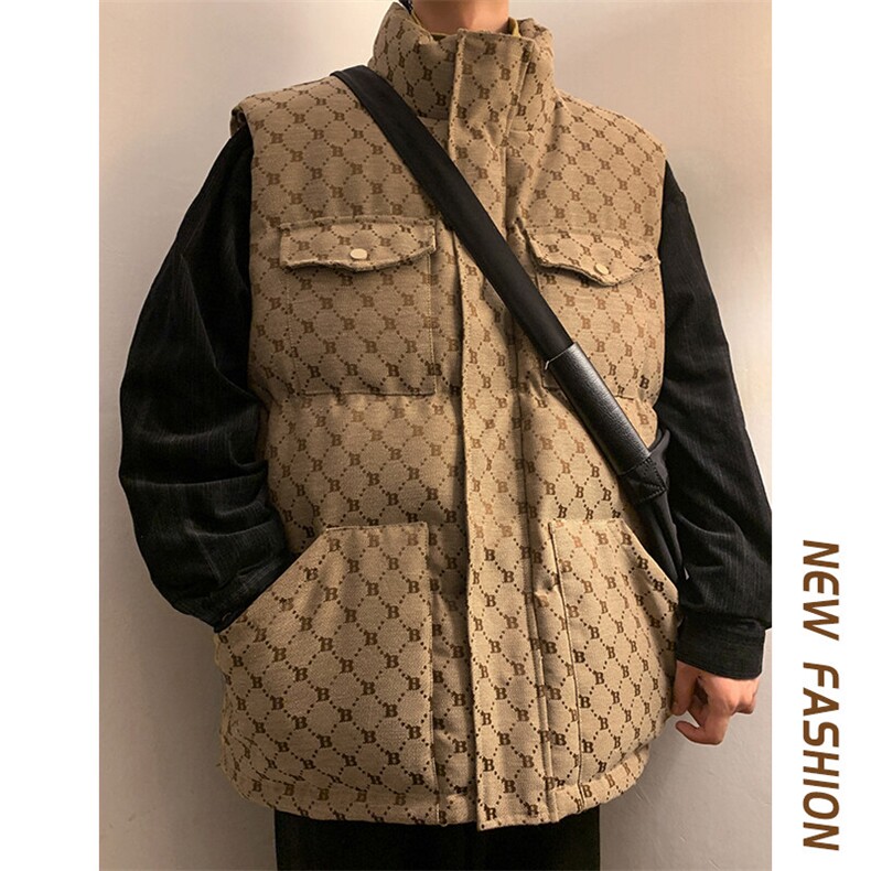 特批P75无差价冬立领棉衣马甲男oversize无袖坎肩背心保暖外套M20，男装背心/马甲，电商A001-1