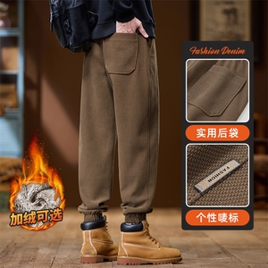 加绒加厚针织卫裤男士秋冬2025宽松束脚潮牌休闲裤Z2619加绒-P50图片