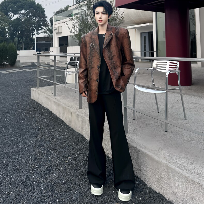 (图）蛇皮元素皮衣西装外套酷飒西服2823-P135（裤子2611）,男装西服,星座910-5