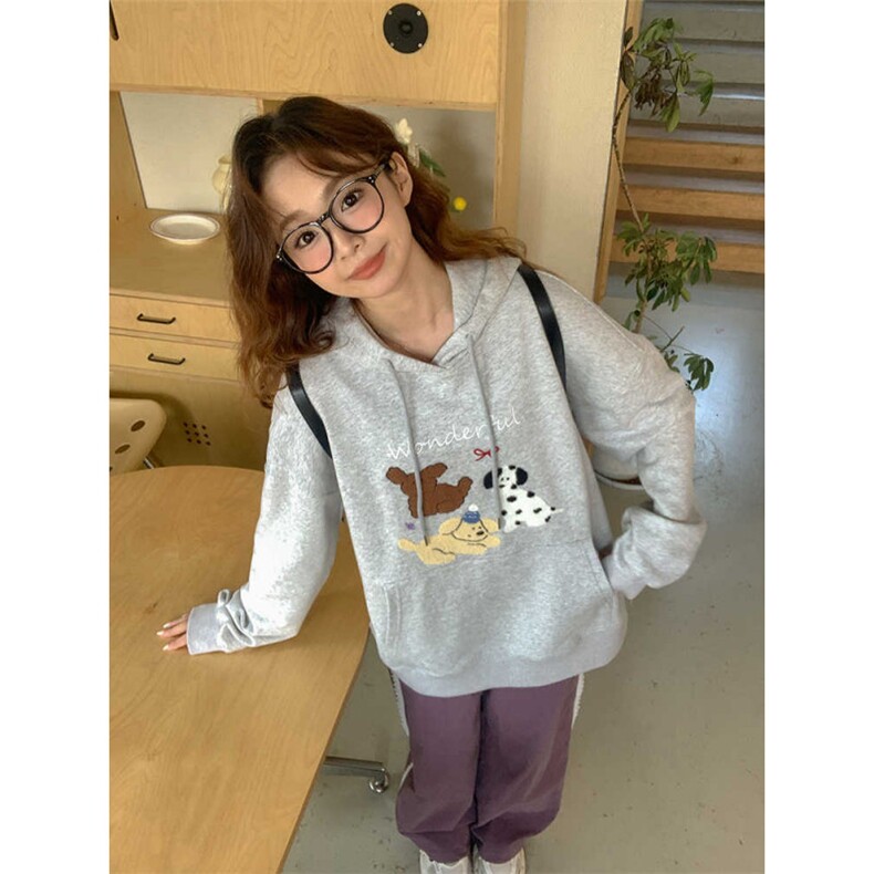 5568-P43韩版复古新款慵懒风套头连帽卫衣,女装卫衣/绒衫,星座617A-2