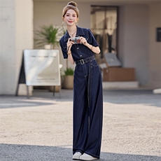 牛仔连衣裤女2025夏季新款显瘦连身裤减龄大方得体连体阔腿裤，女装连体裤，印象茜