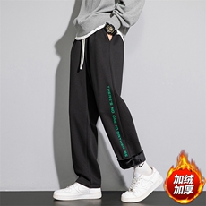 秋季新款男YOA景休闲裤百搭直筒裤港风宽松加绒卫裤K3219H-P45，男装休闲裤，星座717