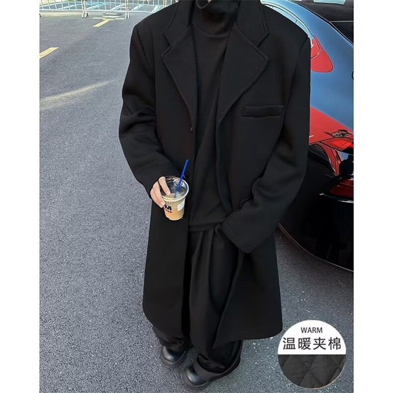 秋冬季中长款毛呢大衣男韩版高级感宽松休闲百搭过膝呢子风衣外套,男装风衣,星座1013
