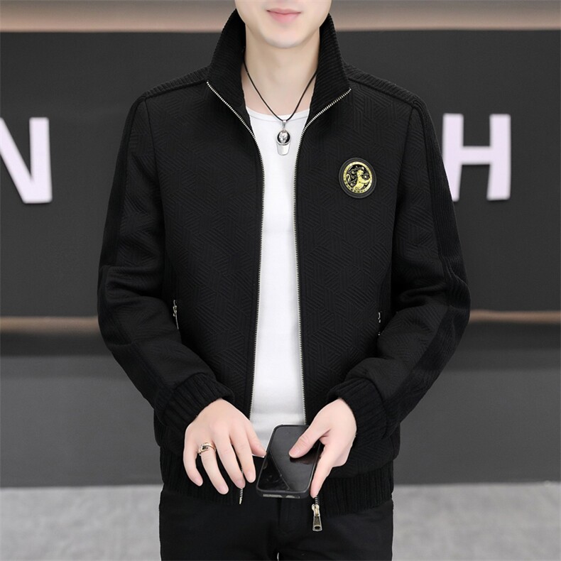 春秋季时尚休闲立领夹克男时尚轻奢高档中青年男式外套L16-P73,男装棉衣,星座310B-3