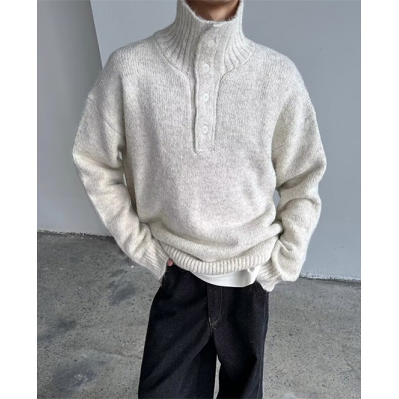 休闲轻奢风翻领男polo衫简约纯色细条磨毛百搭针织毛衣 MLD92图片
