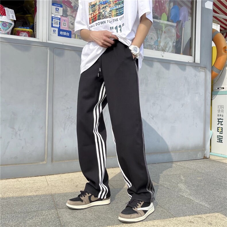 休闲阔腿裤男薄款高腰宽松直筒华夫格长裤A96P32,男装休闲裤,星座1116-2