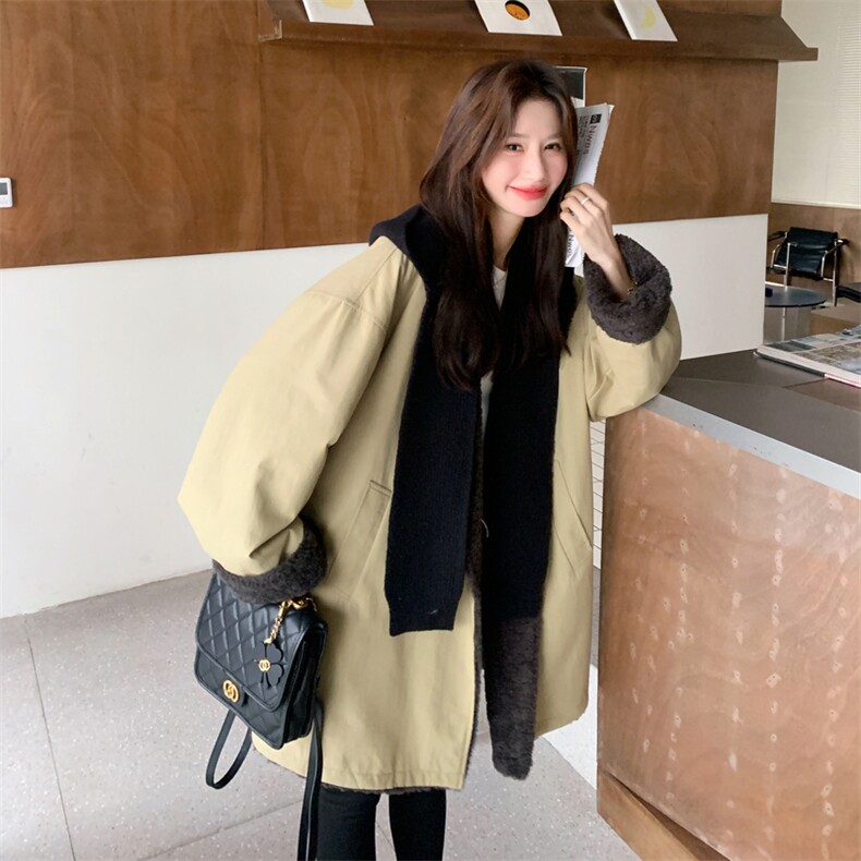 新款首上2C0281108P205K298针织帽可脱卸休闲外套,女装毛呢外套,2C028