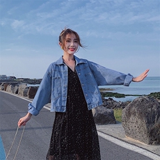 现货新款个性后背单排扣牛仔外套163-1008-P100-控158，女装短外套，拾菱
