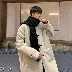1港风牛角扣加棉呢大衣可拆卸帽大码M-5XL外套男FY8716P138控188图片