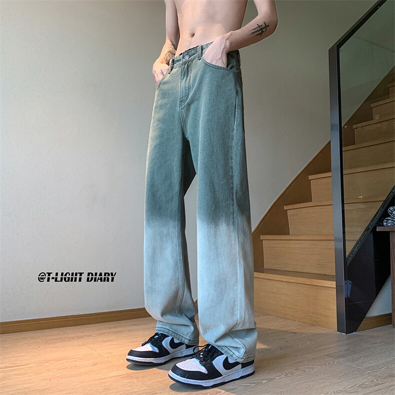 B221高品质美式ins高街小众渐变色直筒牛仔裤LK23024-P60控78,男装牛仔裤,电商B221