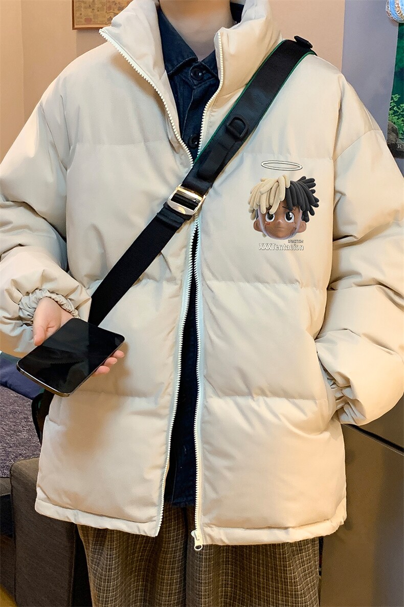 港风秋冬新款保暖立领卡通头像棉服外套男MY62040P95控118,男装棉衣,电商A268A