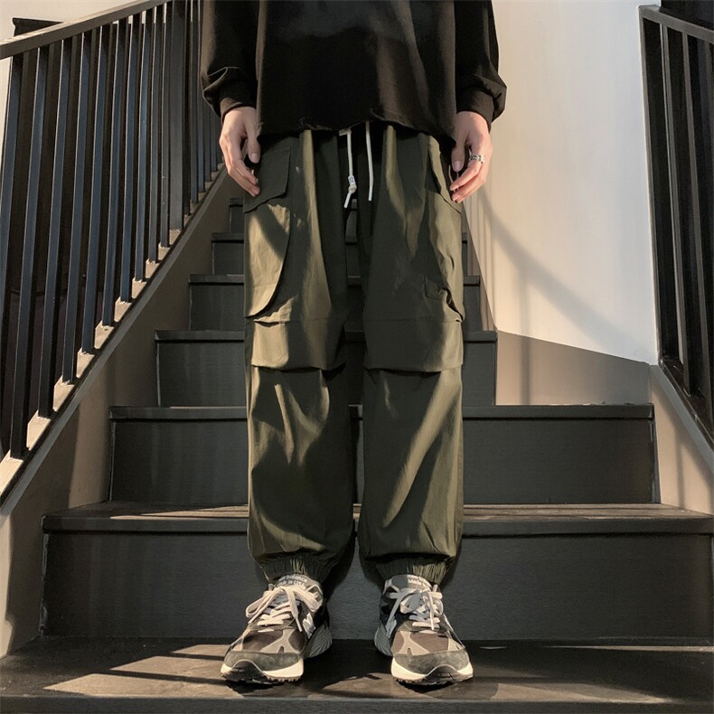 纯棉水洗梭织裤全包边新款阔腿束脚休闲裤男K23143-P50控68,男装休闲裤,星座717