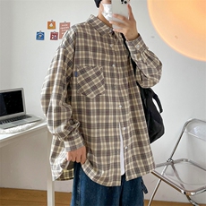 抖音品质秋季A177-CS30-P50格子衬衫85%涤纶.5%氨纶.10%棉，男装衬衫，电商A177
