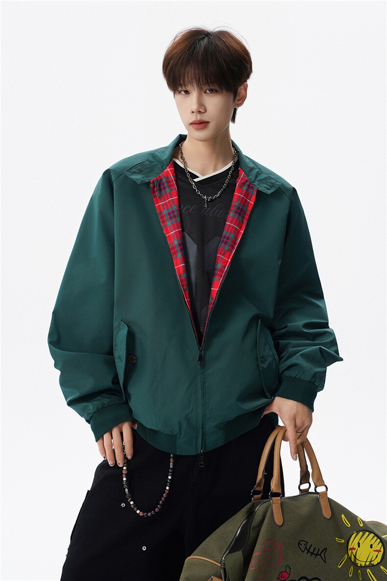 美式复古棒球服外套男春秋季潮牌拉链立领夹克宽松上衣服JK005,男装夹克,电商B312