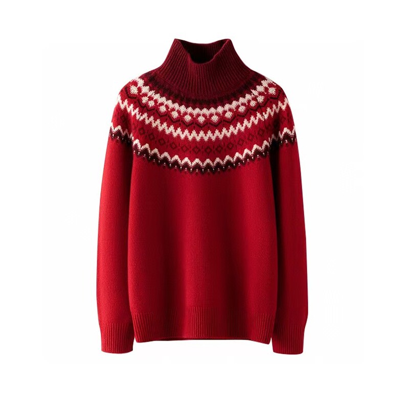 2025秋冬新款羊绒衫女100%纯羊绒特厚宽松半高领针织套衫保暖毛衣，女装针织衫/毛衣，戎美山