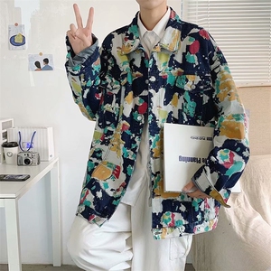 涂鸦迷彩牛仔秋季潮牌宽松工装夹克港风ins百搭衣服潮 W1477-P61图片