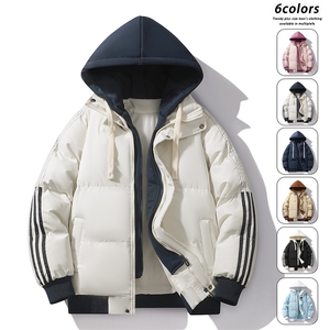 加绒加厚连帽条纹棉衣男款秋冬季宽松休闲棉服外套MY0777-P82图片