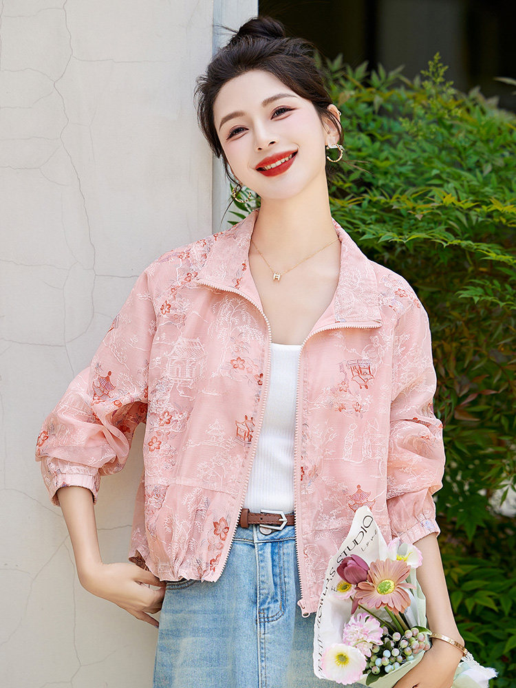现货轻薄刺绣防晒衣女夏薄款宽松新款小个子时尚新中式外套防晒衣,女装防晒衣,丽美静依
