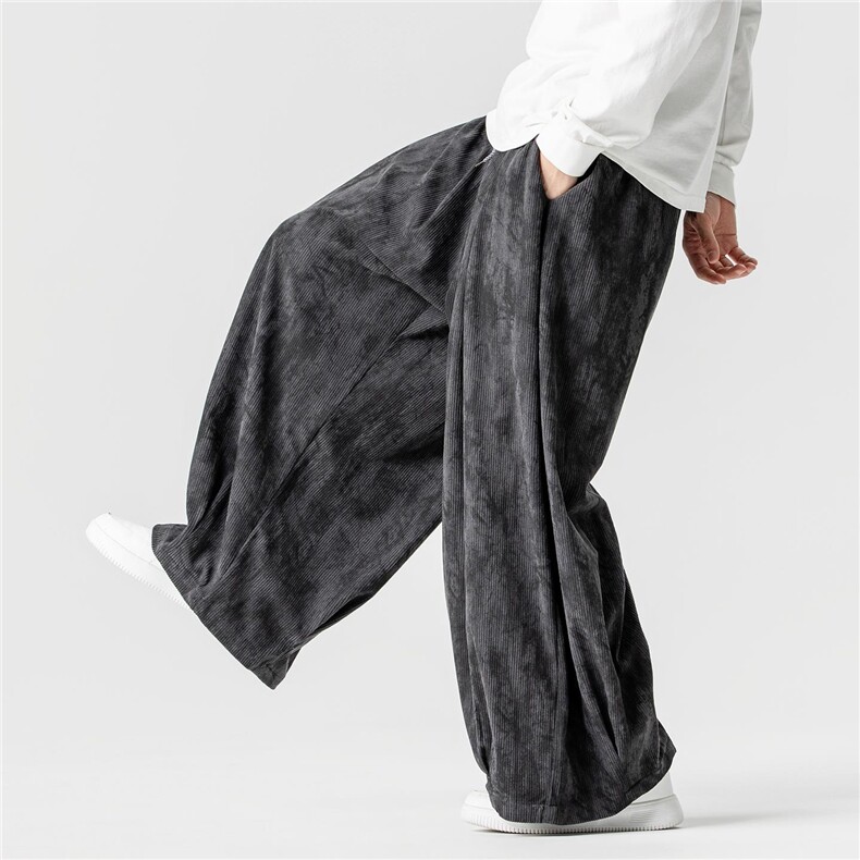 秋冬新款大码日系宽松直筒阔腿裤风灯芯绒裤男女潮K315/P65，男装休闲裤，钱塘713