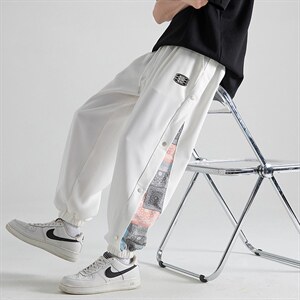 加推夏季薄款宽松侧排扣冰感束脚休闲运动裤冰丝裤2110-P45,男装休闲裤,星座914-3