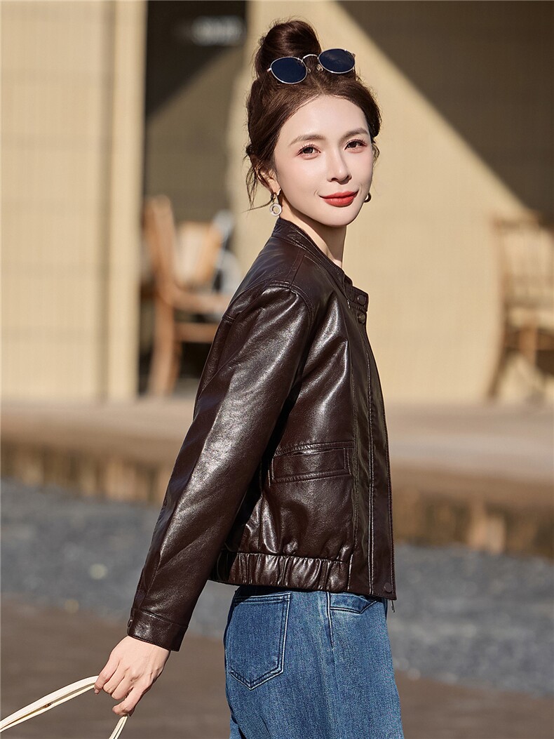 2026年春季新款现货时尚皮衣小外套经典女装,女装皮衣,臻衣坊
