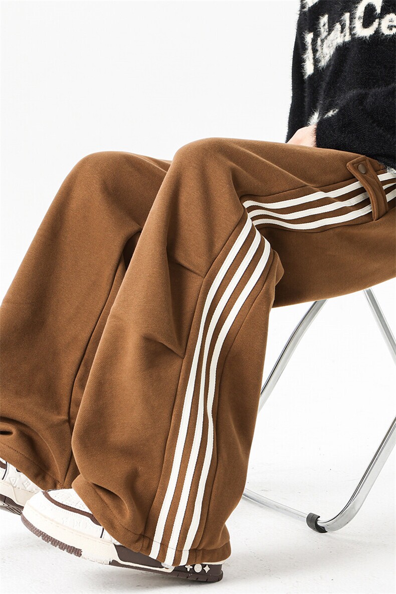 8XL-M奥粒绒加绒休闲裤男三条杠条纹运动裤宽松卫裤K9121P58控78,男装休闲裤,电商D206-1