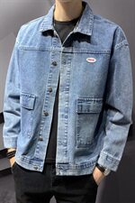 春秋水洗复古蓝色牛仔外套宽松夹克男装韩版潮流DT，男装夹克，电商A102