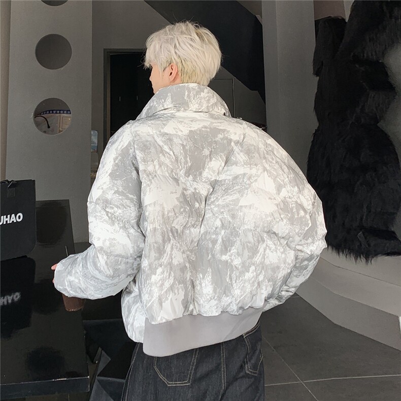 扎染棉衣外套男生冬季新款立领百搭宽松休闲棉服上衣,男装棉衣,电商C307