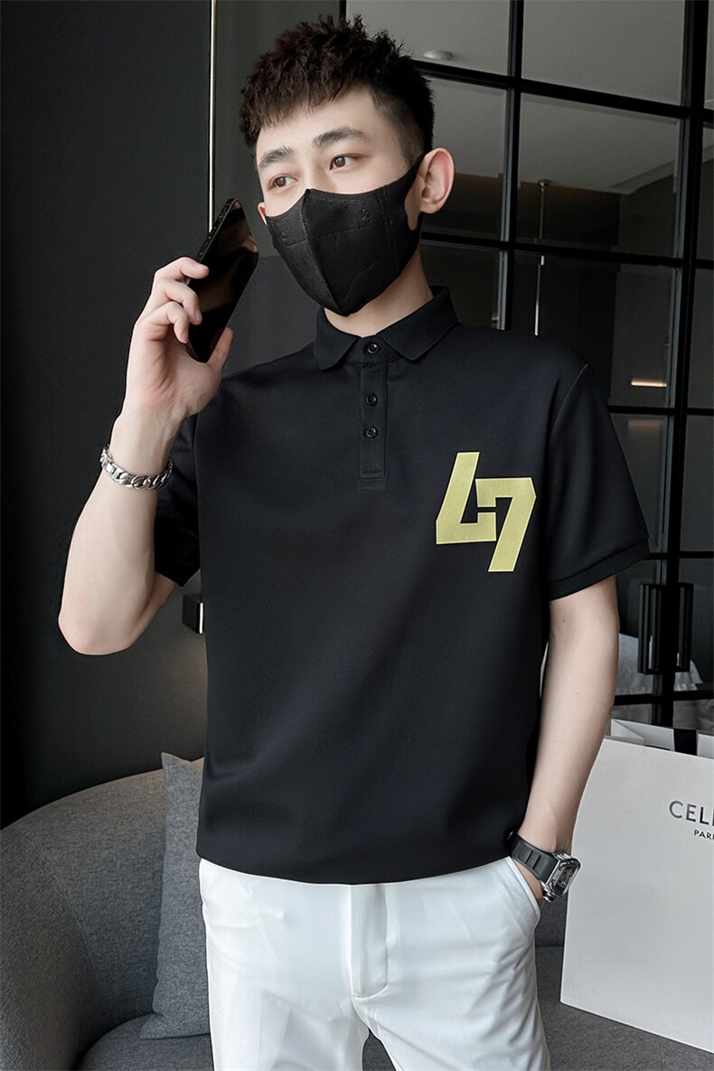 社会小伙夏季短袖印花t恤男时尚潮牌翻领半袖Polo衫C208-8886-P38,男装T恤,电商C208