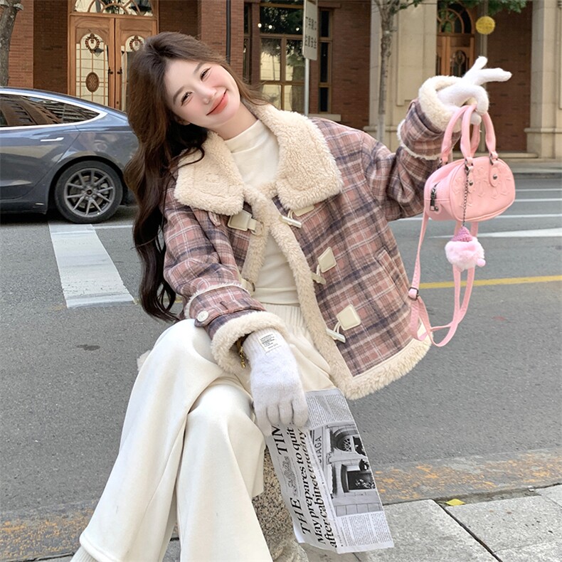 现货2025年冬季新款好看羊羔毛加厚外套203-8807-P185-K278,女装羊羔毛/颗粒绒,浪娴服饰