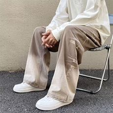 渐变牛仔裤男春秋季扎染复古直筒裤子潮牌高街帅阔腿裤RK2037-P43，男装牛仔裤，星座412-3