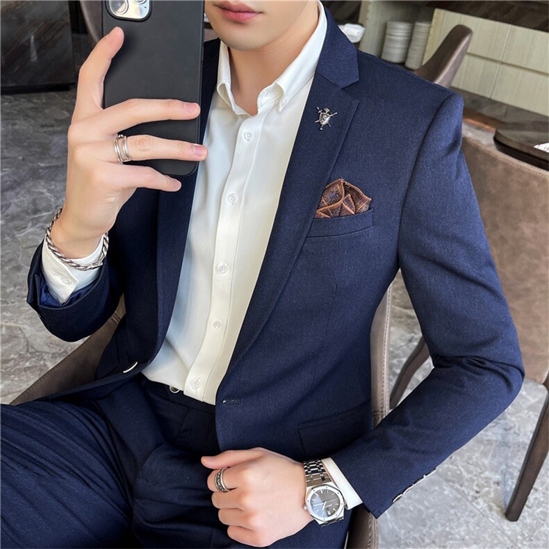 西服套装男西装男士商务休闲职业装修身新郎伴郎结婚两件套礼服潮,男装西服套装,星座505-2（原电商A260-1)