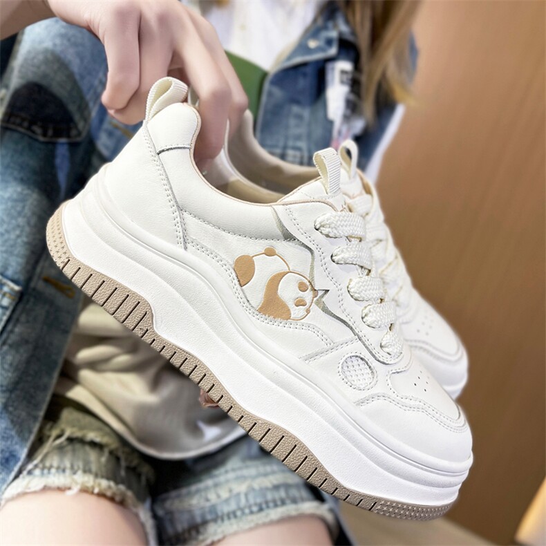 厚底小白鞋女2024春季新款百搭大头女鞋洋气软底休闲熊猫运动板鞋,女鞋休闲鞋,电商A223
