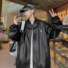 皮衣外套男秋季新款飞行员夹克青少年痞帅机能机车服男款J351，男装夹克，星座1116A-1（原606A）