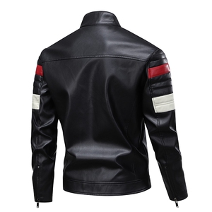 2025机车服骑行皮衣夹克男拼色复古撞色飞行服外套 A436-8819-P90图片