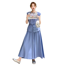 法式时尚百搭显瘦套装裙女2025夏季新款收腰无袖上衣半身裙两件套，女装套装/套裙，2C159