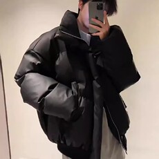 美式复古短款pu皮棉服男冬季棉衣防寒面包服外套MY258直播，男装棉衣，星座1904A