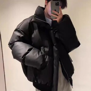 美式复古短款pu皮棉服男冬季棉衣防寒面包服外套 MY258  直播图片