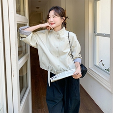 2026春装新款拼接条纹小清新学院风夹克外套2D045-P165-K268，女装短外套，2D045