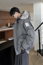 港风连帽可脱卸毛领工装棉衣男大码潮流棉衣男MY77917P138控198，男装棉衣，星座227-7