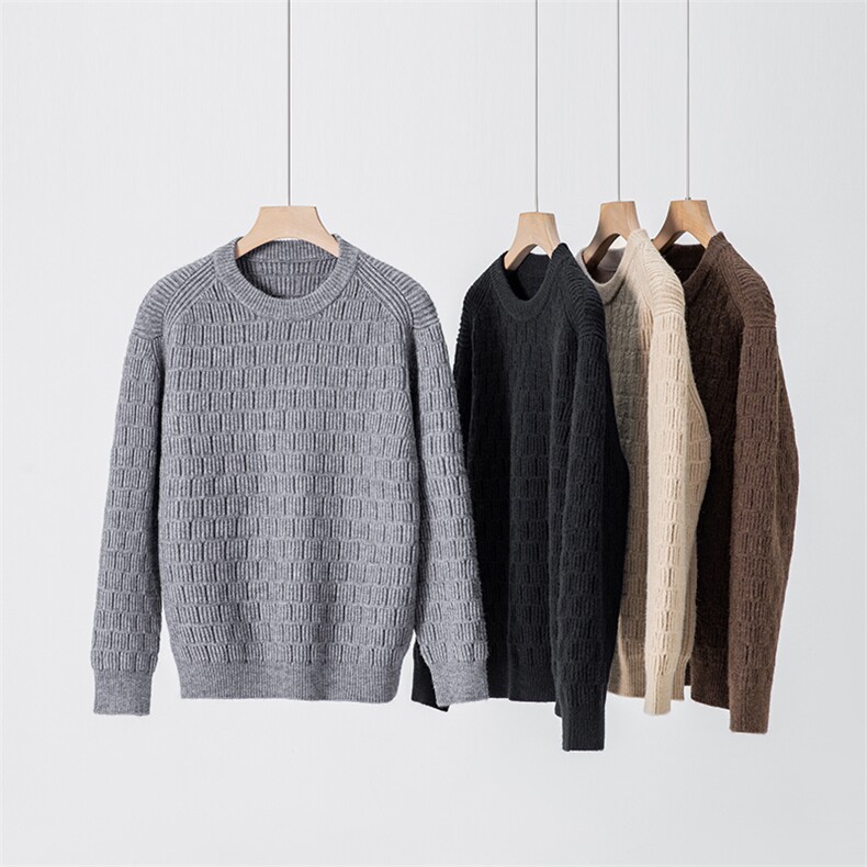 提花半圆领毛衣男款冬季2025新款高端针织打底衫休闲百搭毛线衣男，男装T恤，星座914