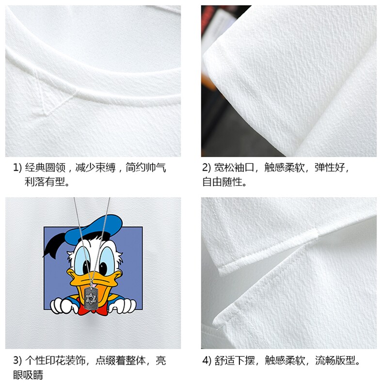 Q11223-P30唐老鸭春夏季七分袖t恤男大码五分袖男短袖中袖展架,男装T恤,电商A040A