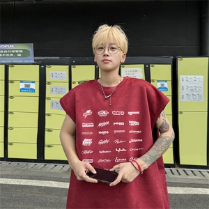 麂皮绒背心坎肩男T恤美式港风潮JB419-特P19控38图片