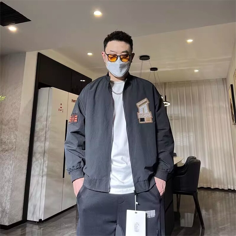 2025秋美式潮牌棒球领飞行夹克男士宽松休闲运动服外套W6641-P63图片