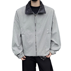 黑墙秋季工装夹克休闲潮牌斜印花翻领休闲外套A436-6108-P75，男装夹克，电商A436