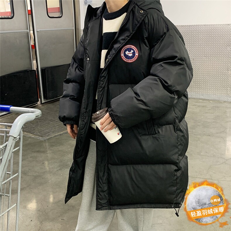 港风冬季新款织带连帽长款羽绒服男潮宽松新YR6157P268控328，男装羽绒服，电商A268A