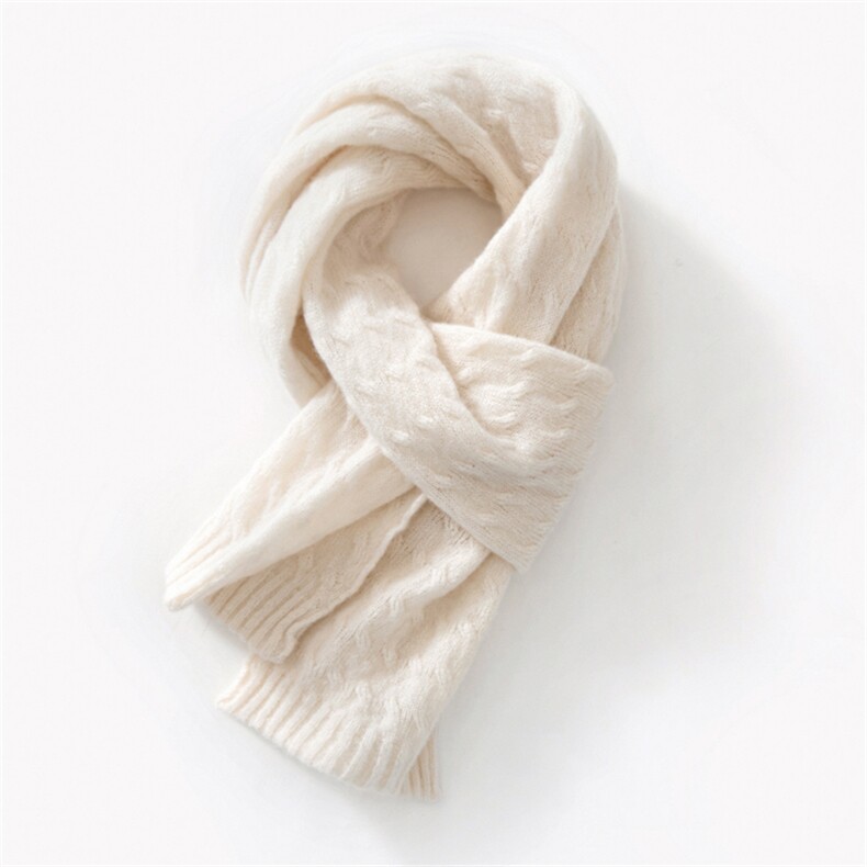 2025年秋季新款丝羊绒针织麻花纹围巾时尚休闲通勤百搭，围巾，多娇羊绒