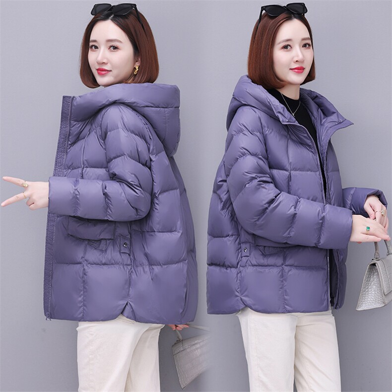 时尚保暖女士羽绒服 大码宽松显瘦纯色外套 冬季必备长袖棉衣图片